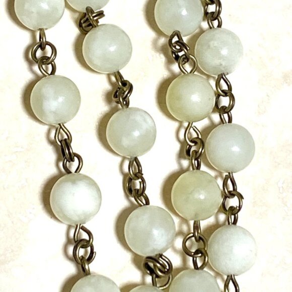 Genuine Pale Green Serpentine Necklace, Bronze Paw Print Heart Beat + Gemstone - Picture 9 of 14